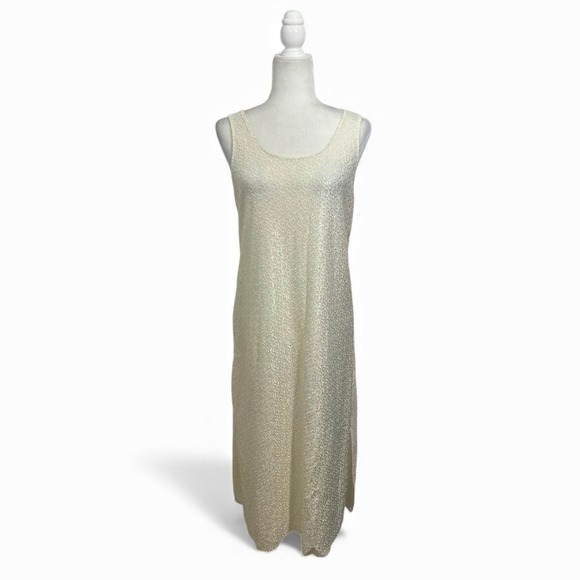 Chandio Dresses & Skirts - Vintage Ivory Lace Overlay Medium Sheath Dress Maxi Sleeveless Scoop Back